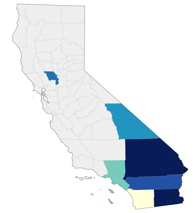 Curve-billed Thrasher county map