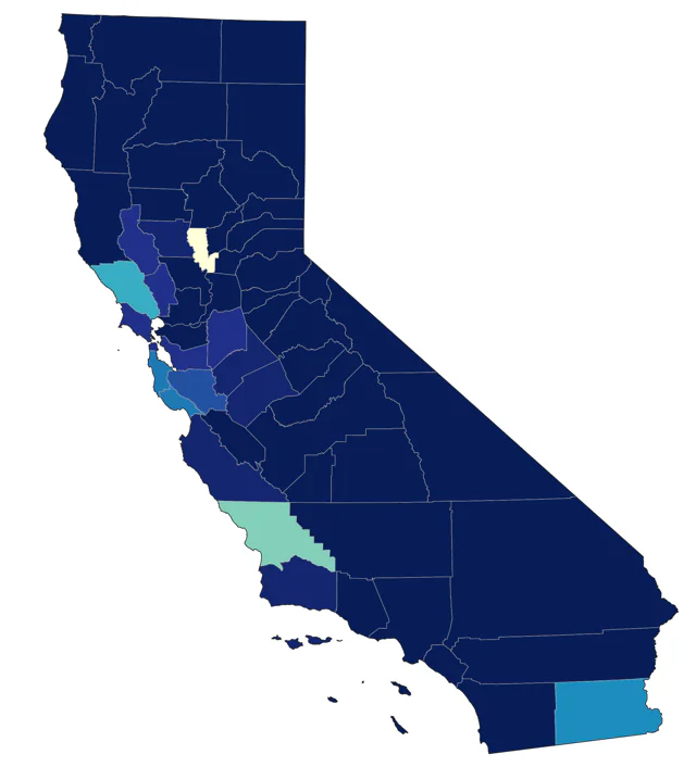 Dusky Flycatcher county map