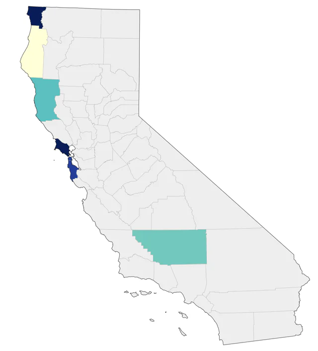 Eurasian Whimbrel county map