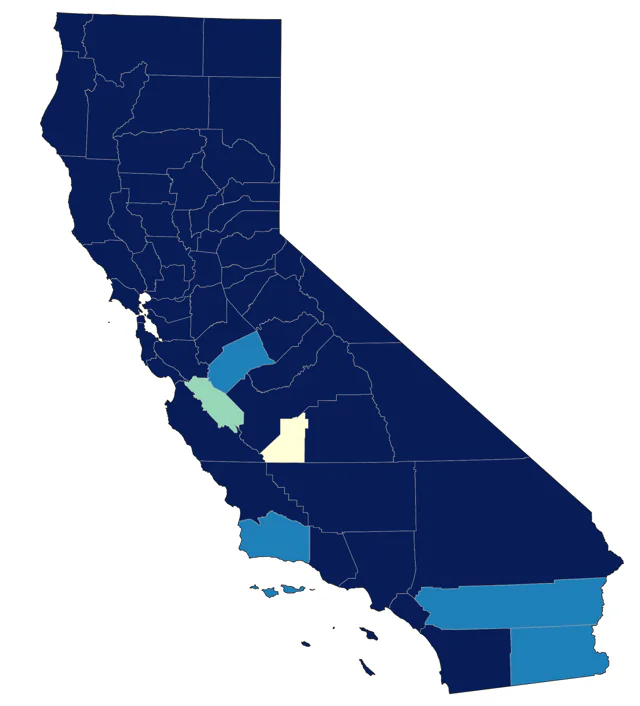 Golden-crowned Kinglet county map