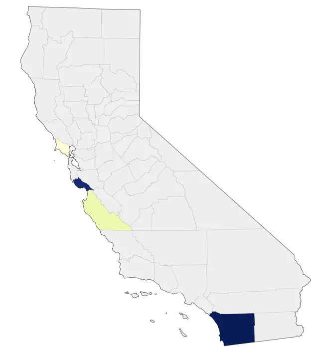 Gray-faced Petrel county map