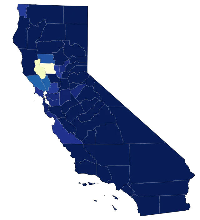 Gray Flycatcher county map