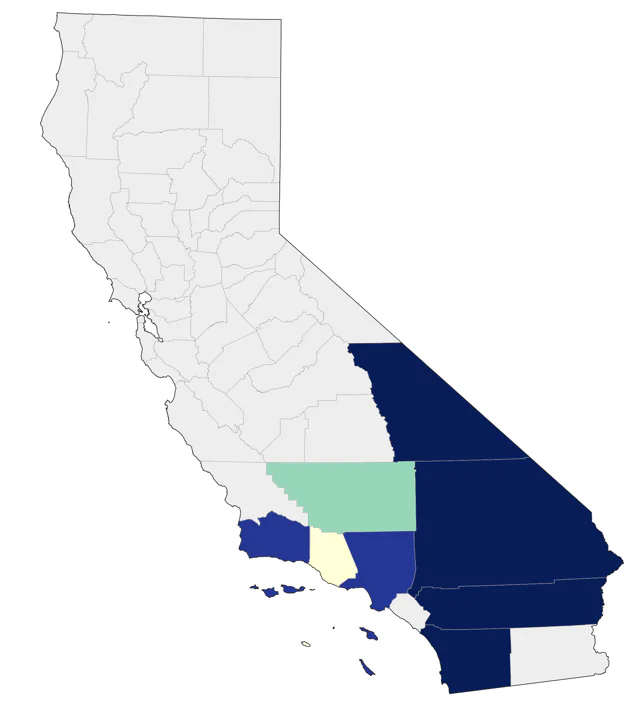 Gray Vireo county map
