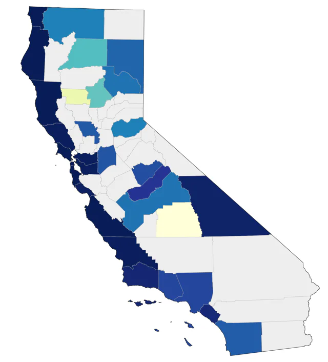 Harlequin Duck county map