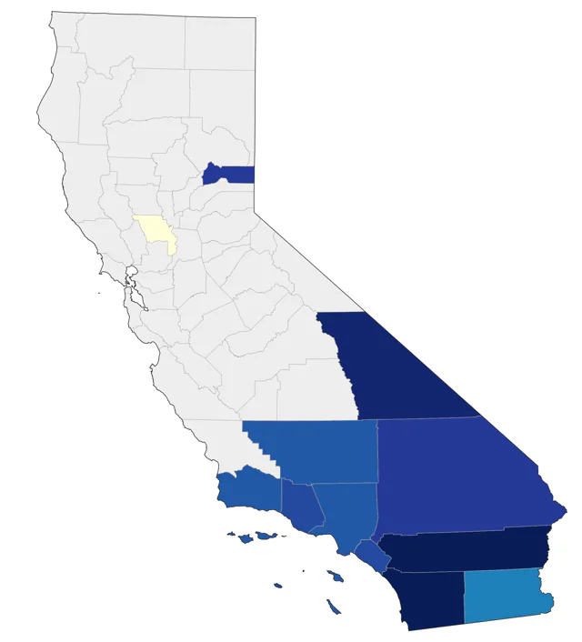 Harris's Hawk county map