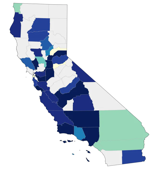 Helmeted Guineafowl county map