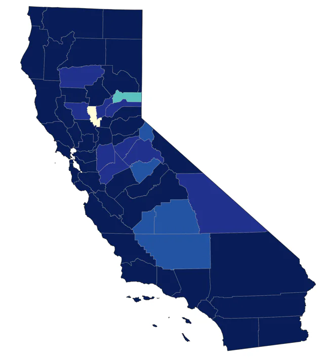 Horned Grebe county map