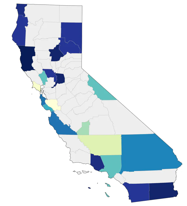Hudsonian Godwit county map