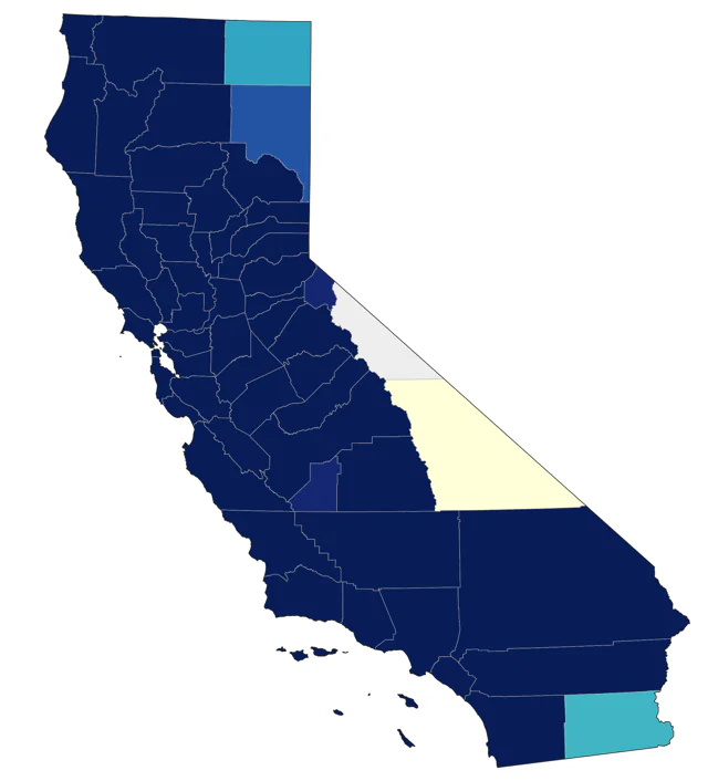 Hutton's Vireo county map