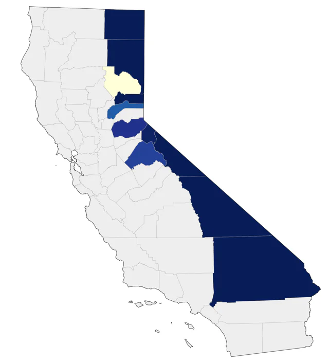 Juniper Titmouse county map