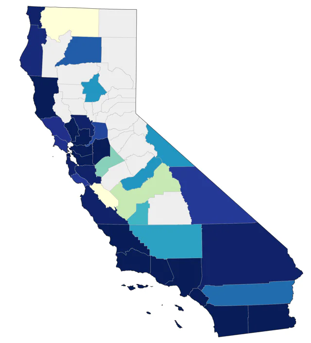 Least Tern county map