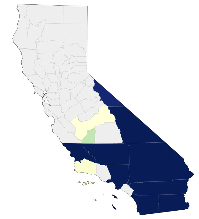 LeConte's Thrasher county map
