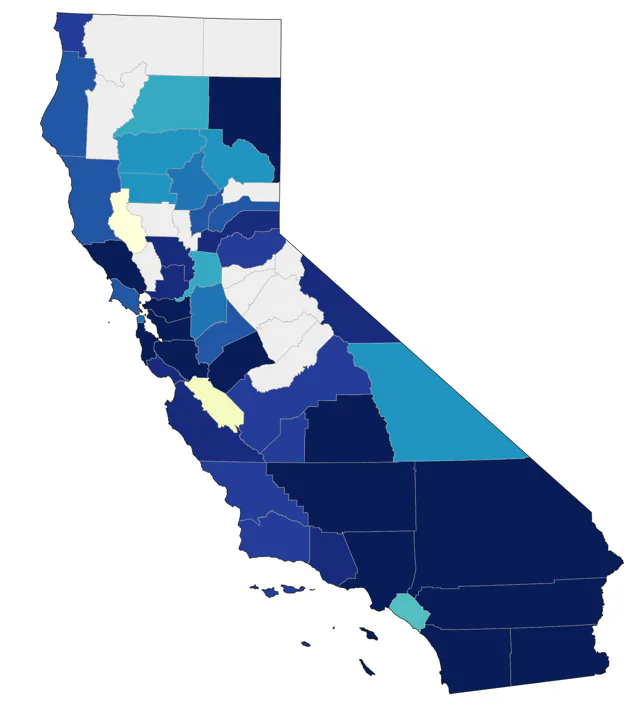 Lesser Black-backed Gull county map