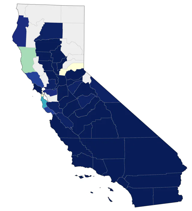 Lesser Nighthawk county map