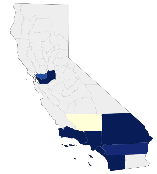 Lilac-crowned Amazon county map