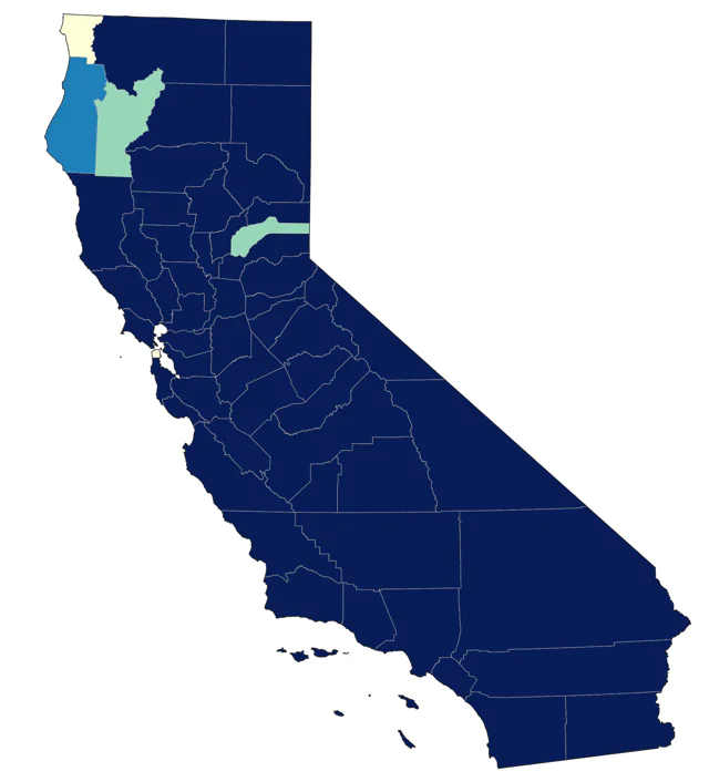 Loggerhead Shrike county map