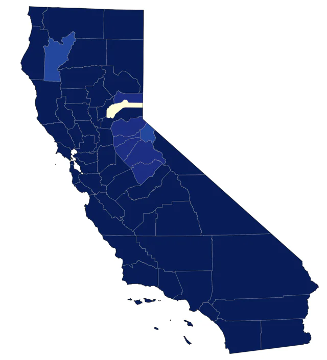 Long-billed Dowitcher county map