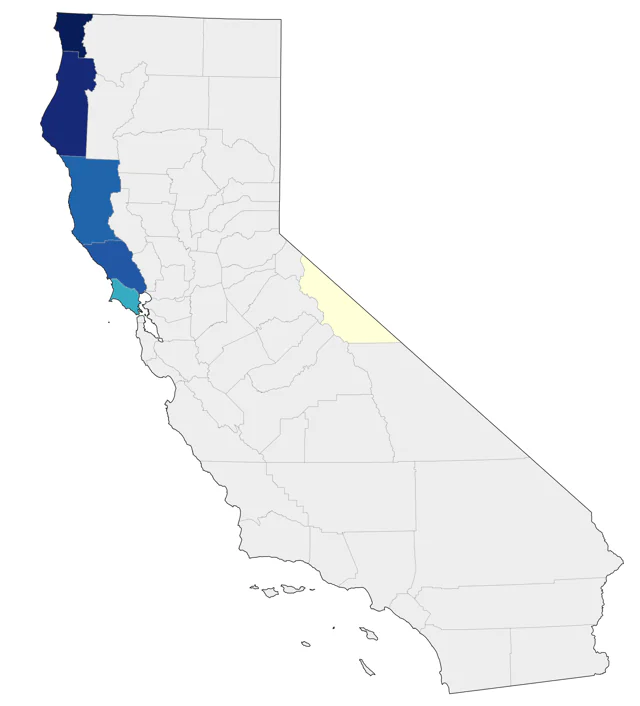 Long-billed Murrelet county map