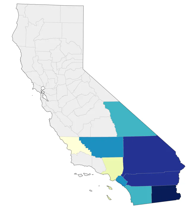 Mexican Duck county map