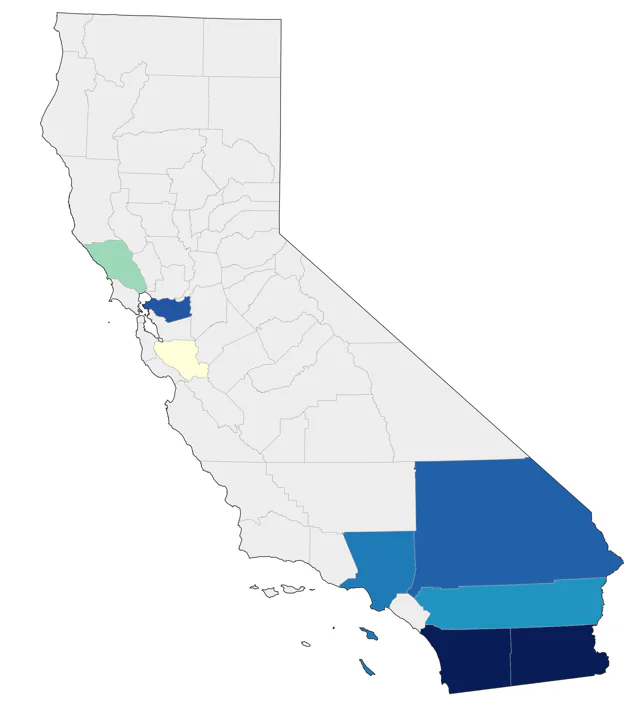 Monk Parakeet county map
