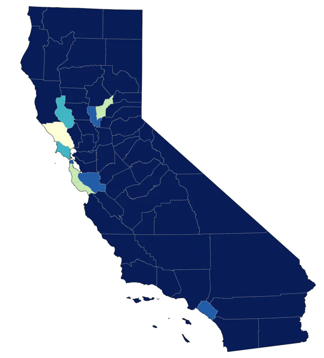 Mountain Bluebird county map