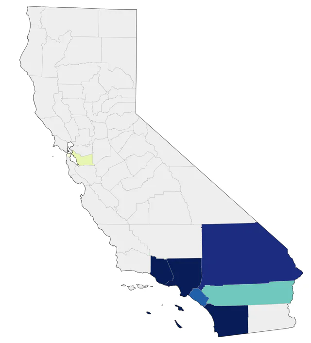 Nanday Parakeet county map