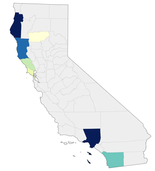 Northern Wheatear county map