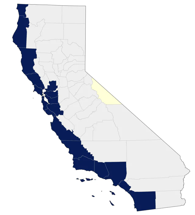 Pelagic Cormorant county map