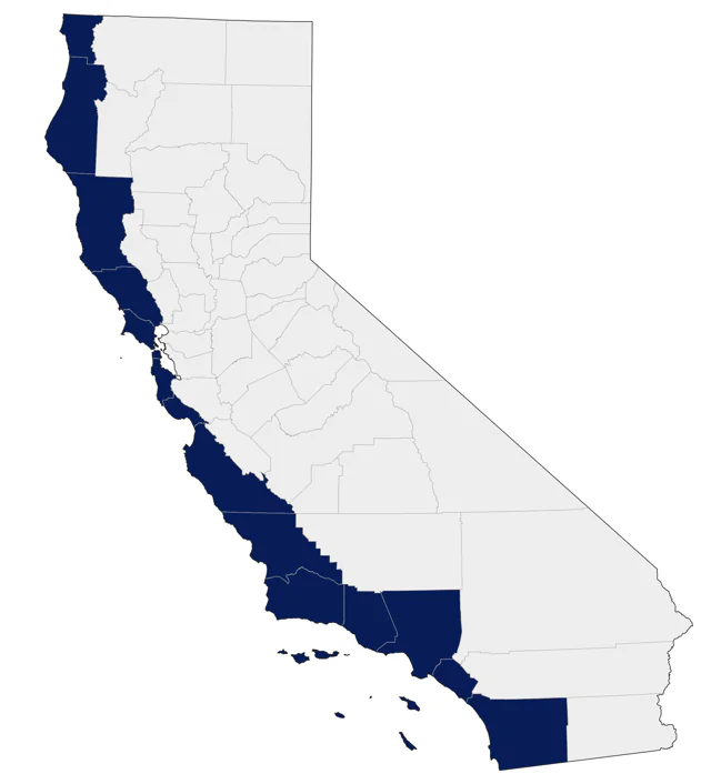 Pink-footed Shearwater county map