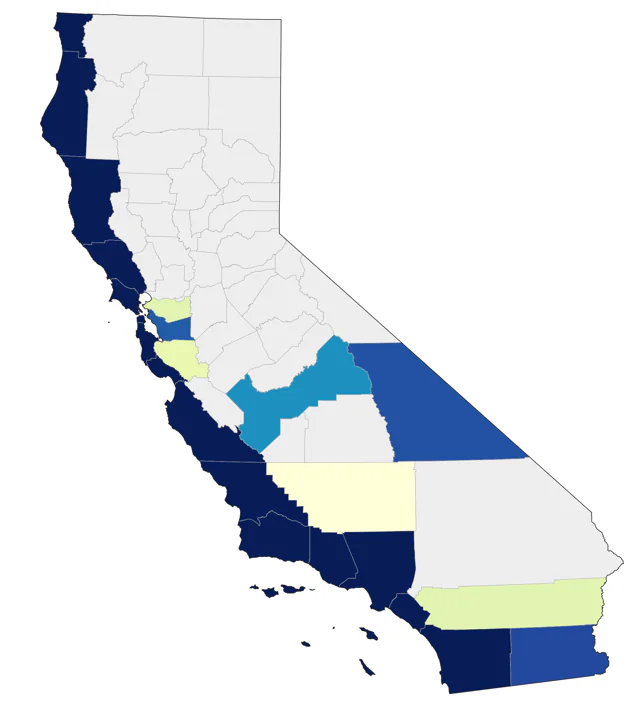 Pomarine Jaeger county map