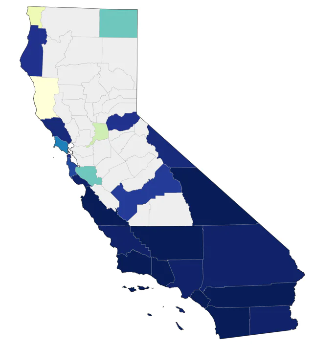 Prothonotary Warbler county map