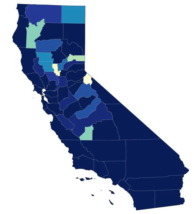 Red-breasted Merganser county map