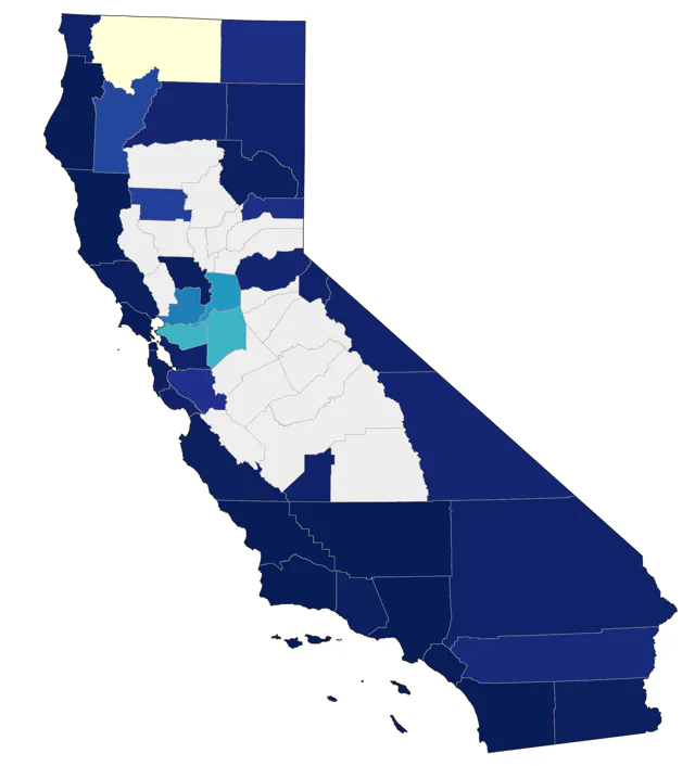 Red-eyed Vireo county map