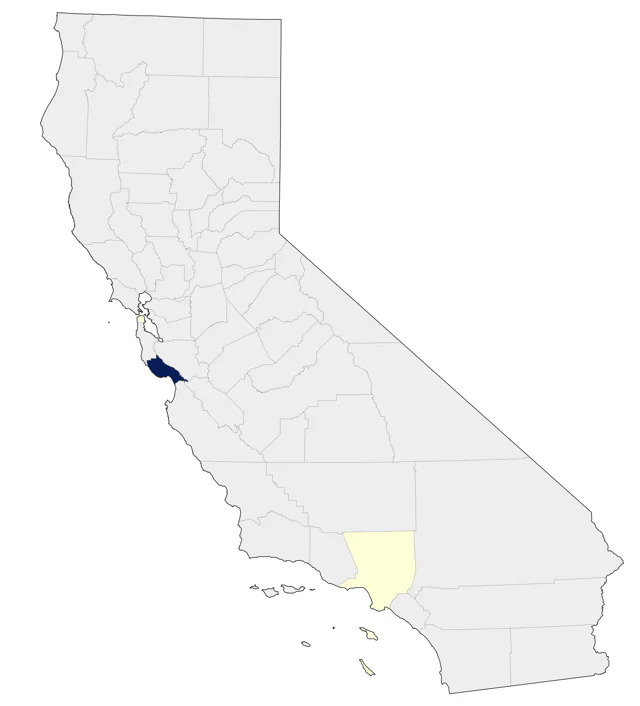 Red-flanked Bluetail county map