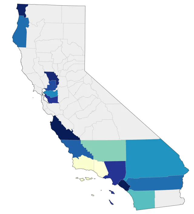 Red-necked Stint county map