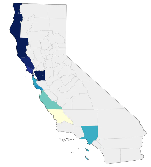 Rock Sandpiper county map