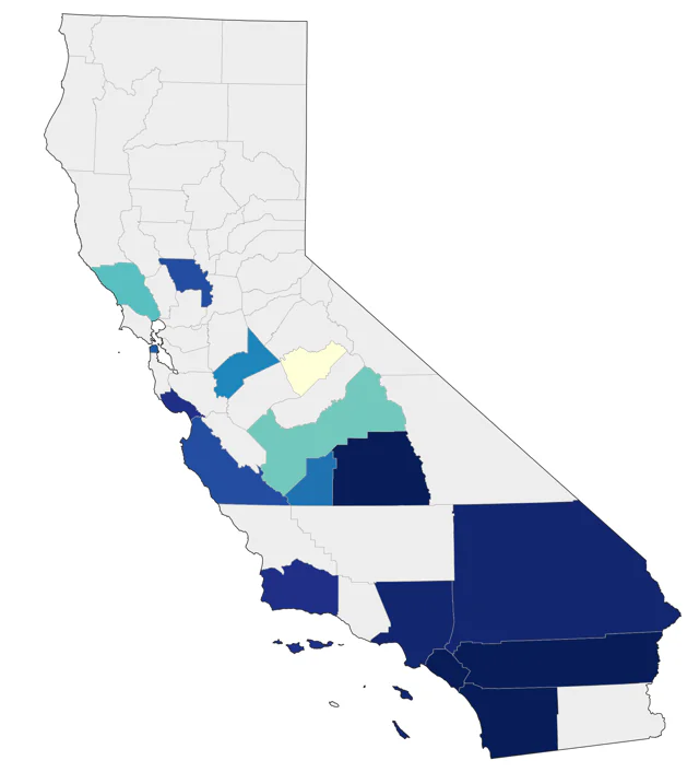 Rosy-faced Lovebird county map