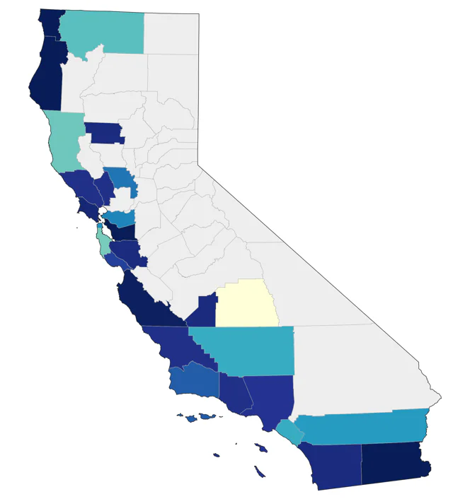 Sharp-tailed Sandpiper county map