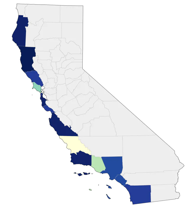 Short-tailed Albatross county map