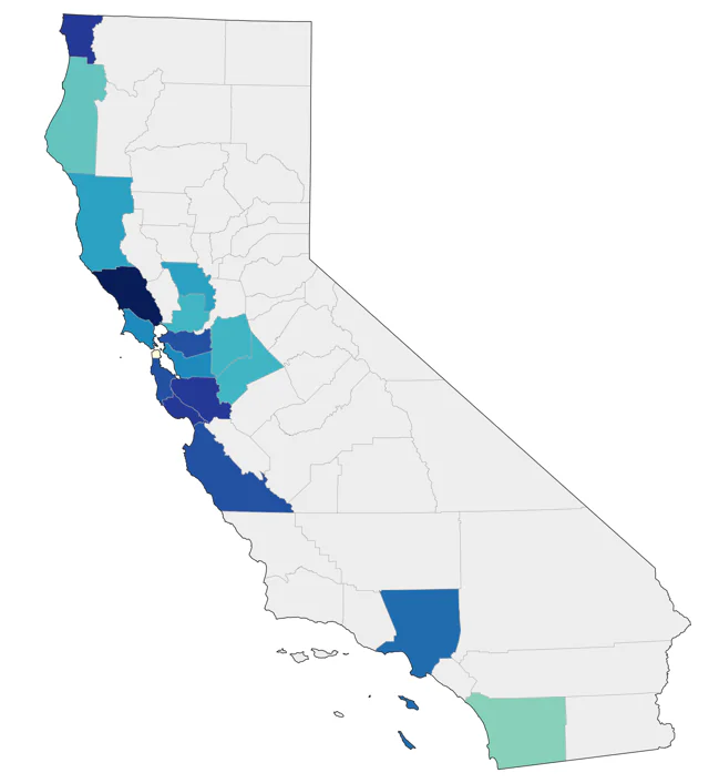 Slaty-backed Gull county map