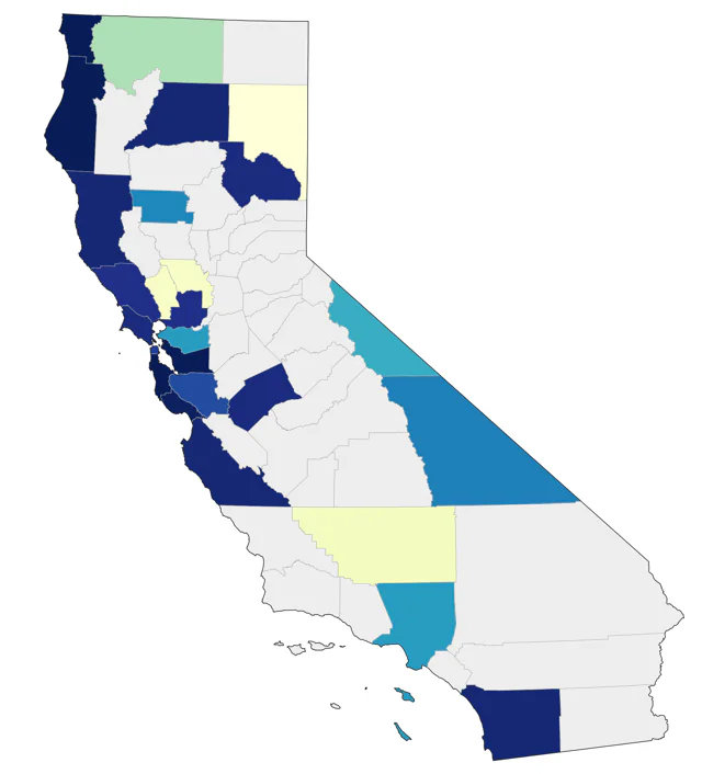 Snow Bunting county map