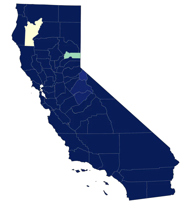 Snowy Egret county map