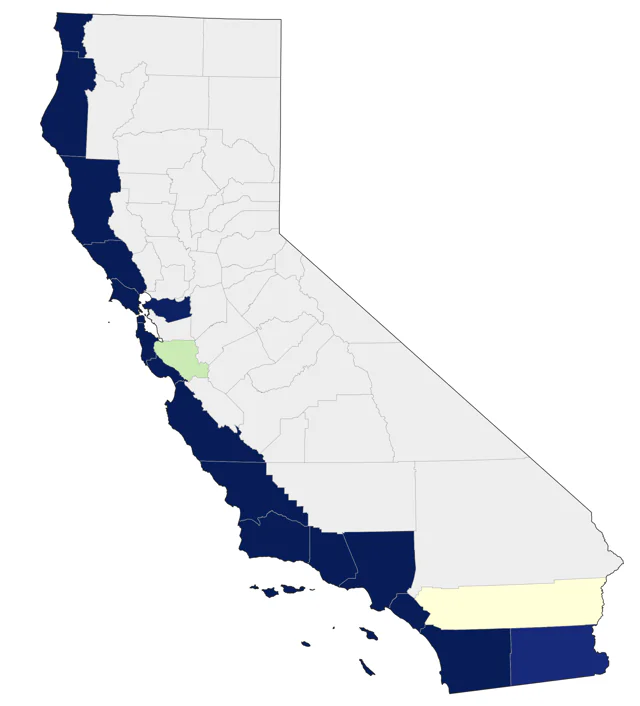 Sooty Shearwater county map