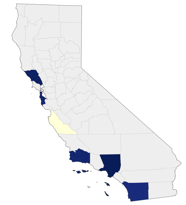 Swallow-tailed Gull county map