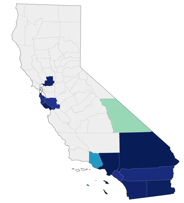 Thick-billed Kingbird county map