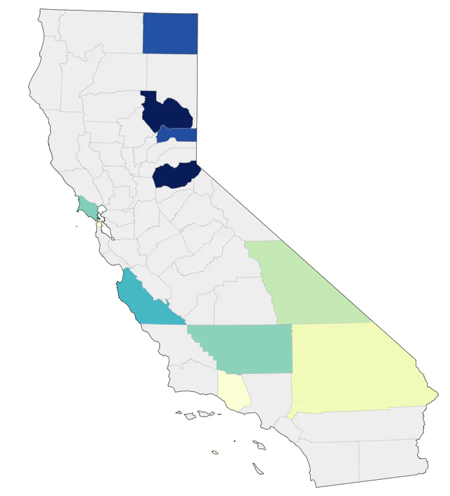 Veery county map