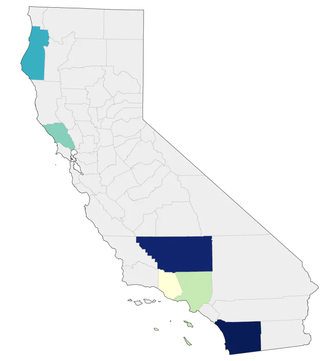 Violet-crowned Hummingbird county map