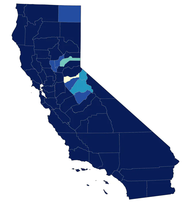 Western Sandpiper county map
