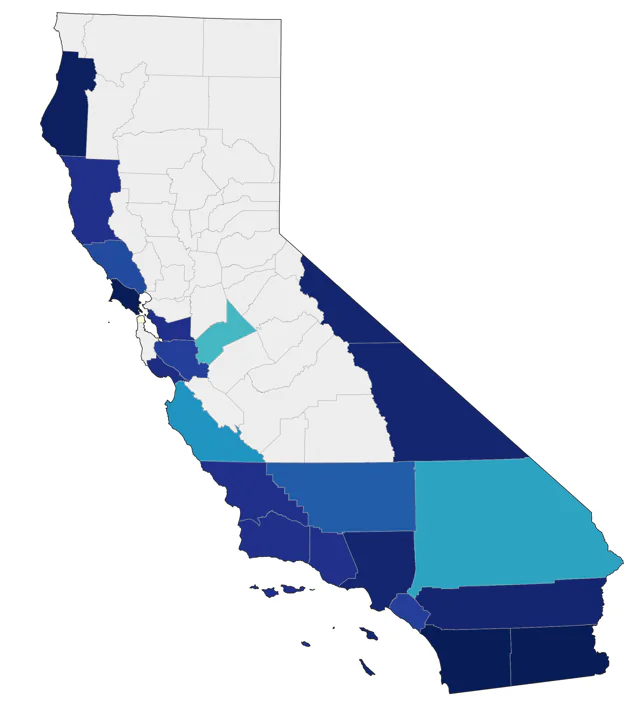 White-eyed Vireo county map