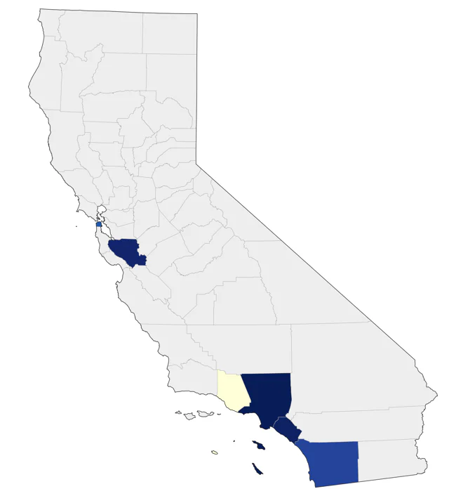 White-winged Parakeet county map
